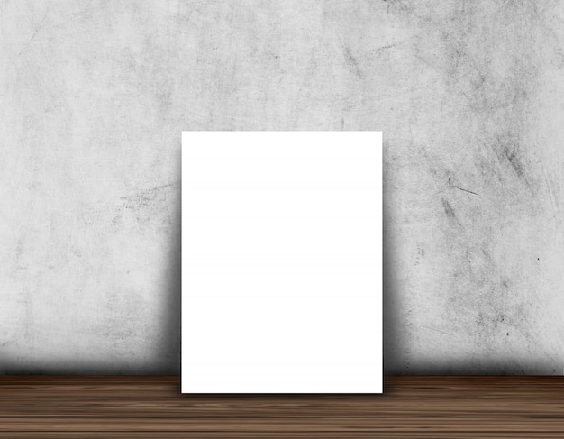 Free photo 3d blank poster or photo frame on a wood floor against a concrete wall