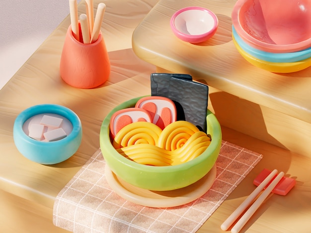 Free photo 3d bowl of ramen