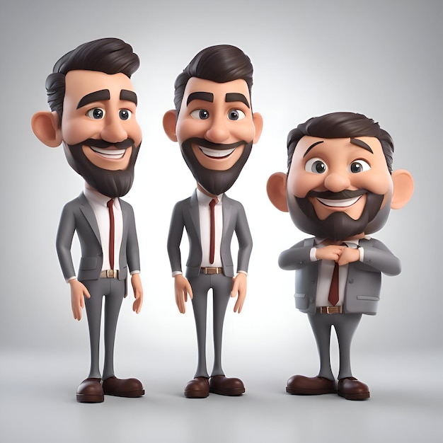 Free photo 3d business people standing in different poses 3d rendering