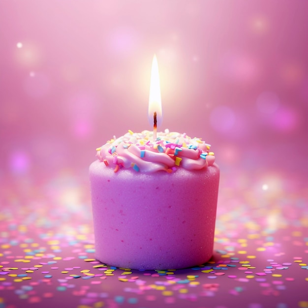 Free photo 3d cake with lit candle on top