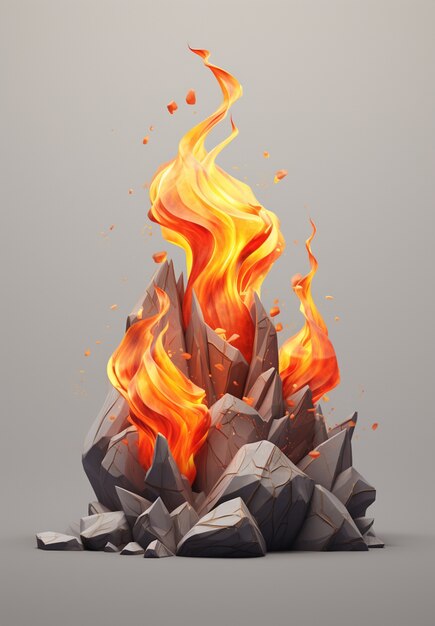 3d campfire with flames