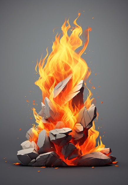 Free photo 3d campfire with flames