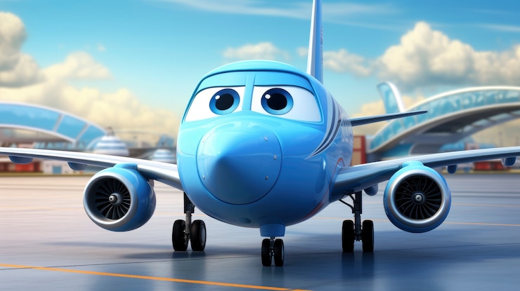 Free Photo 3d cartoon airplane in the sky