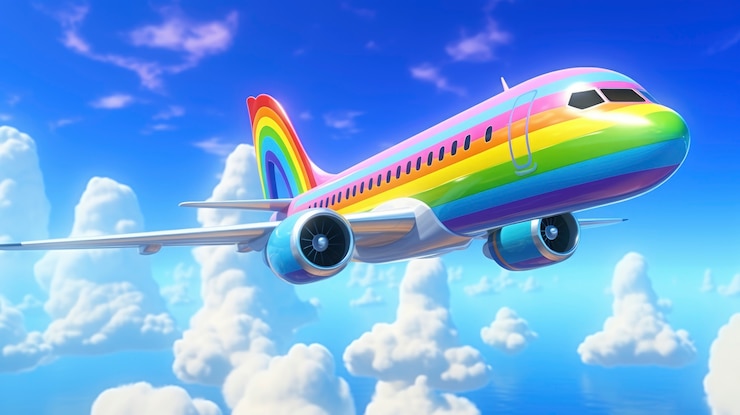 無料Photo 3dアニメの飛行機が空を飛ぶ