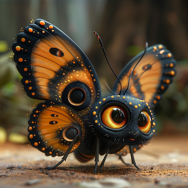 Free photo 3d cartoon animated butterfly