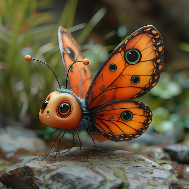 Free photo 3d cartoon animated butterfly