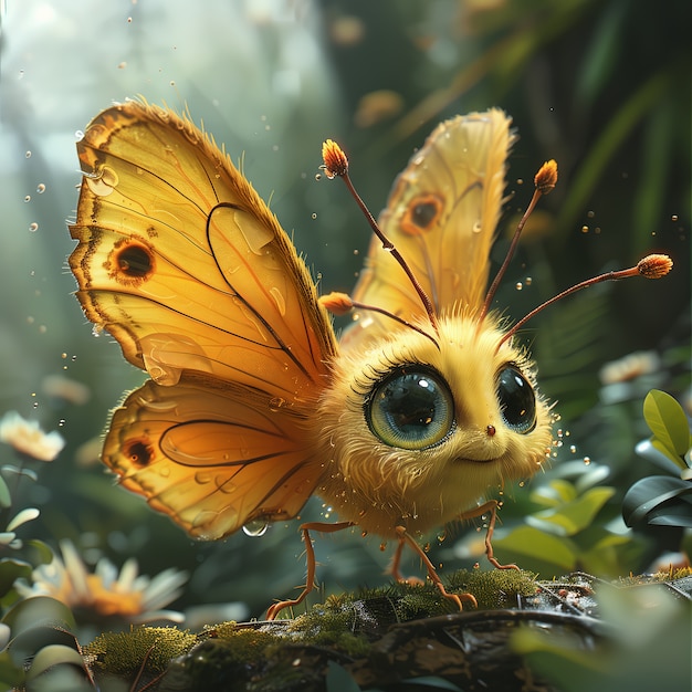 Бесплатное фото 3d cartoon animated butterfly