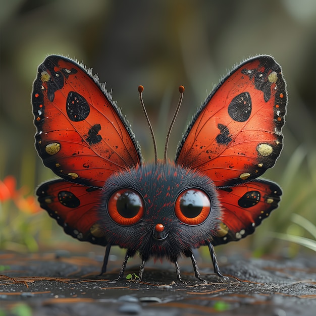 Бесплатное фото 3d мультфильмная бабочка
