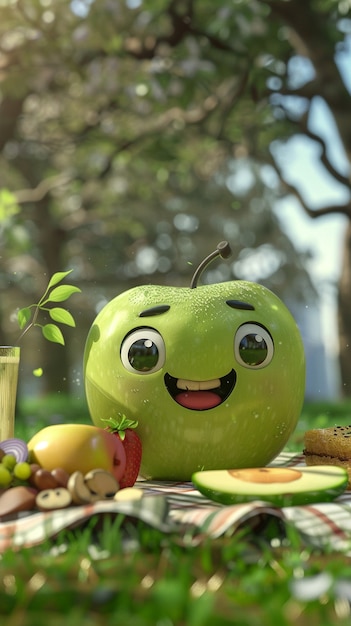 3d cartoon apple