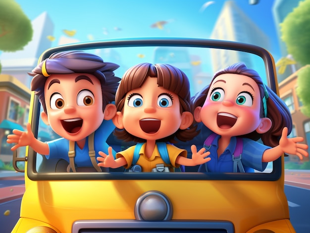 3d cartoon back to school