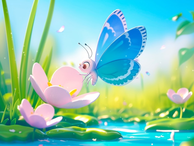 Free photo 3d cartoon butterfly illustration