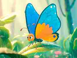 Free photo 3d cartoon butterfly illustration