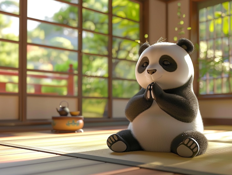 무료 Photo 요가와 명상을 연습하는 3d 만화 캐릭터