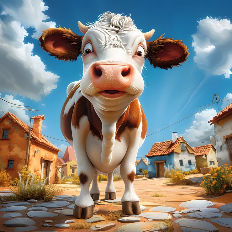 Free Photo 3d cartoon cow illustration