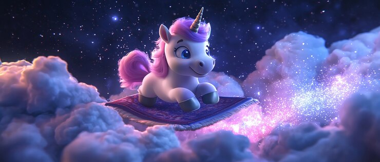 Free Photo 3d cartoon cute unicorn