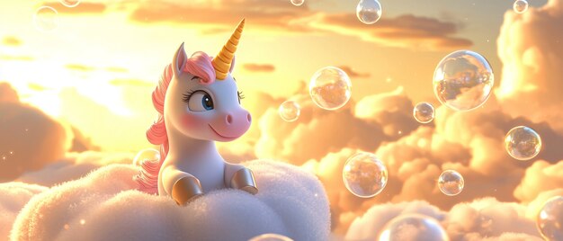 3d cartoon cute unicorn
