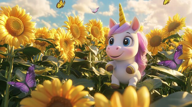 3d cartoon cute unicorn