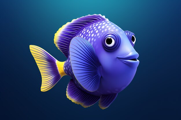 Free photo 3d cartoon fish underwater