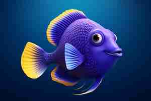 Free photo 3d cartoon fish underwater