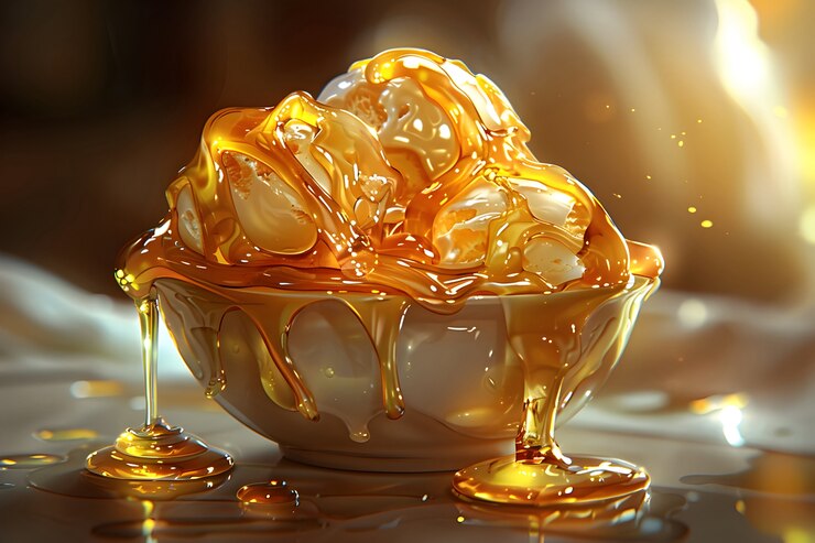 Free Photo 3d cartoon honey drips and splashes
