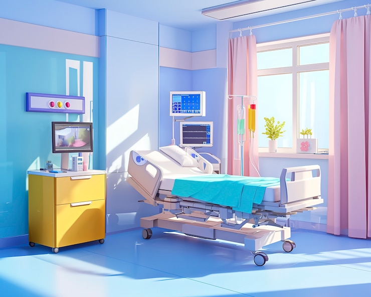 무료 Photo 3d 만화 병원 의료 장면