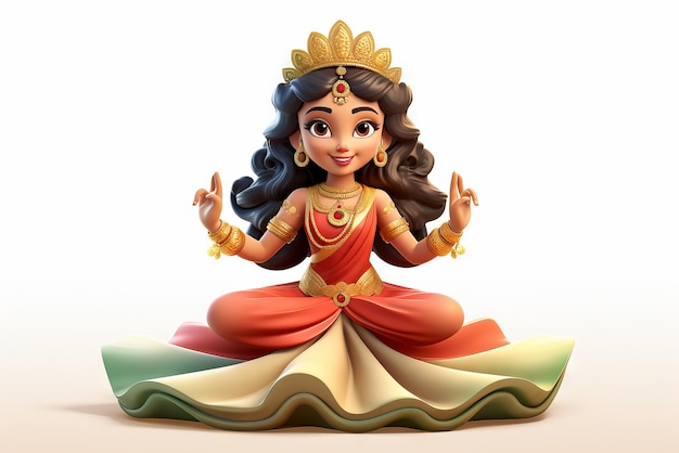 Foto gratuita immagine cartoon 3d della divinità indù lakshmi