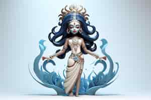 Бесплатное фото 3d-мультяшное изображение индуистской богини кали