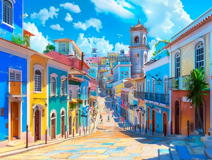Free Photo 3d cartoon latin american village scenery