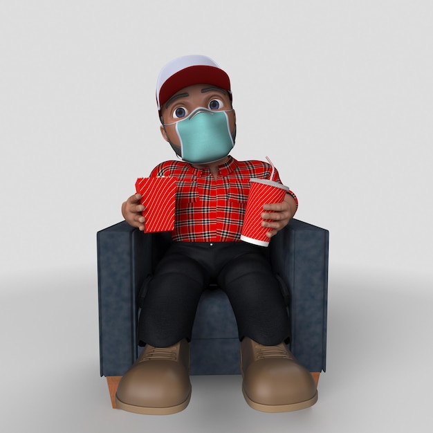 Free photo 3d cartoon lumberjack character