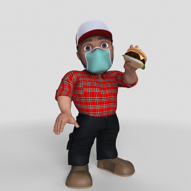 Free photo 3d cartoon lumberjack character