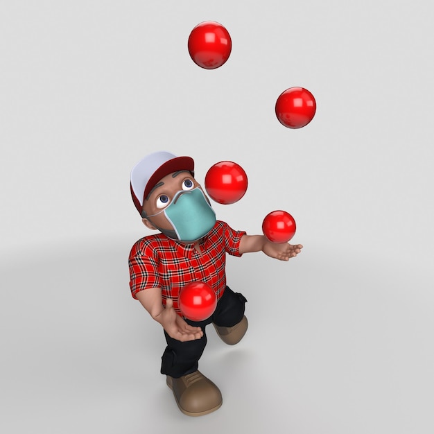 Free photo 3d cartoon lumberjack character