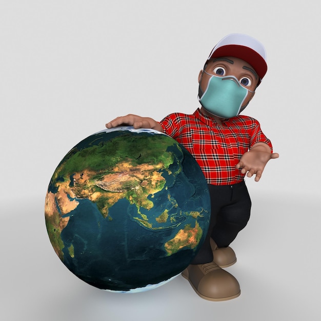 Free photo 3d cartoon lumberjack character