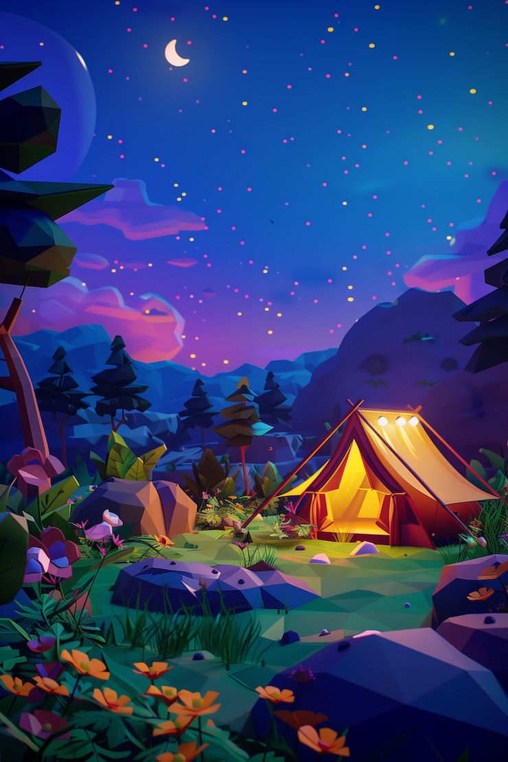 Free Photo 3d cartoon night sky