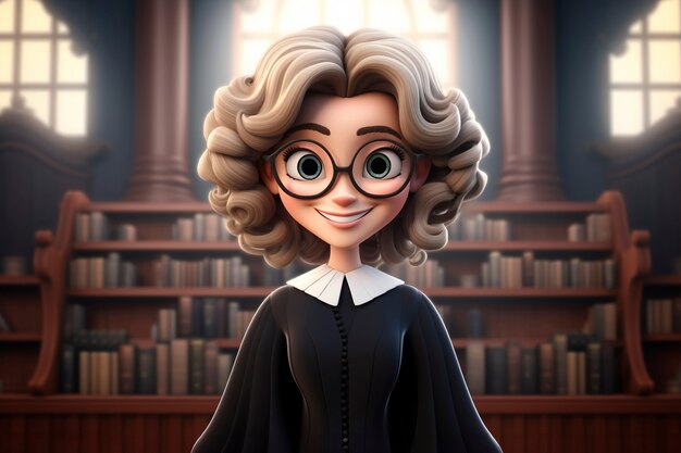 Free photo 3d cartoon portrait of person practicing a law profession