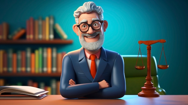 3D-карикатурный портрет человека, занимающегося юридической профессией