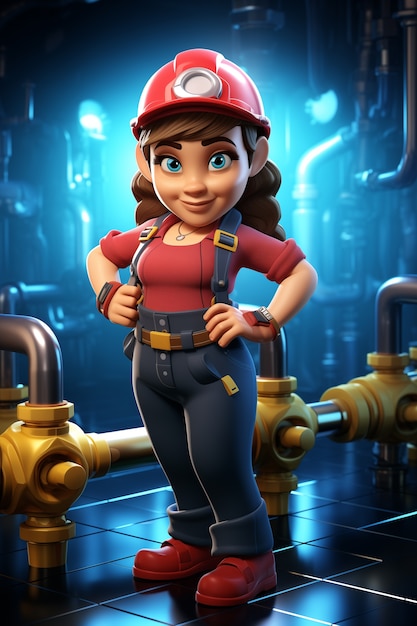 3d cartoon portrait of working woman in celebration of labour day