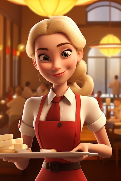 Free photo 3d cartoon portrait of working woman in celebration of labour day