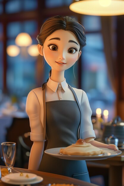 3d cartoon portrait of working woman in celebration of labour day