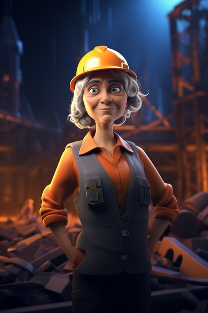 3d cartoon portrait of working woman in celebration of labour day