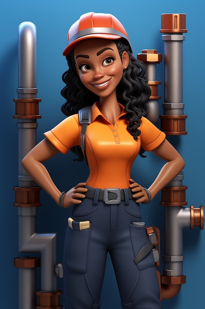 Free photo 3d cartoon portrait of working woman in celebration of labour day