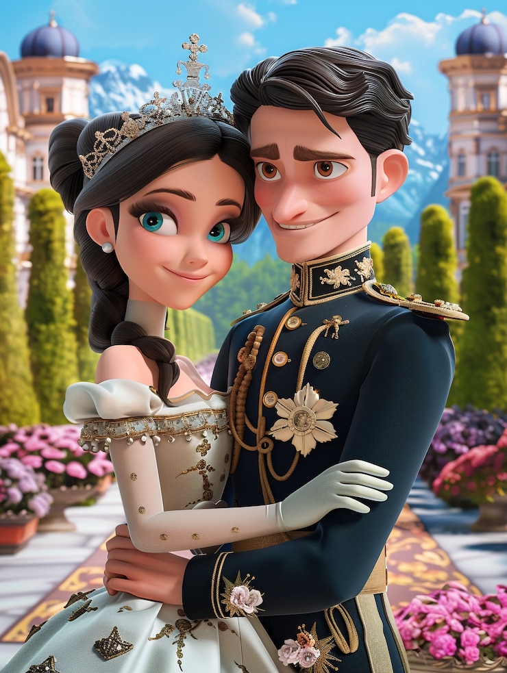 Free Photo 3d cartoon princess and prince