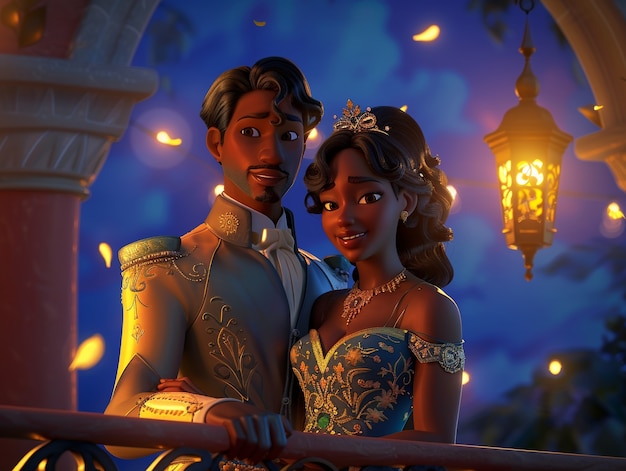 3d cartoon princess and prince