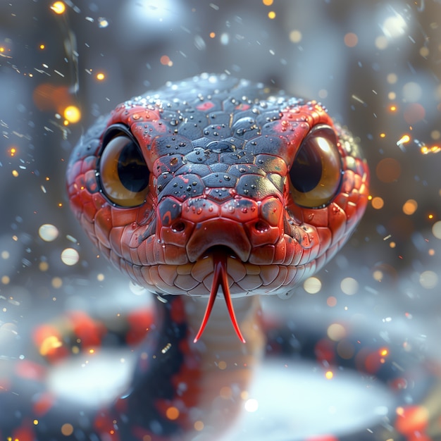 Foto gratuita serpente dei cartoni animati 3d in natura