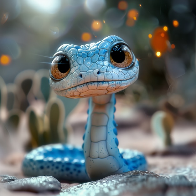 Foto gratuita serpente dei cartoni animati 3d in natura