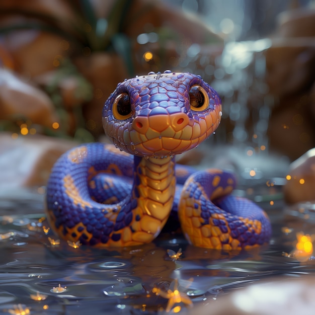 Free photo 3d cartoon snake in nature