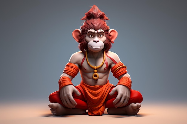 Foto gratuita immagine in stile cartone animato 3d della divinità indù hanuman