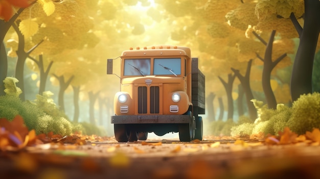 Free photo 3d cartoon truck illustration