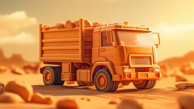 Foto gratuita illustrazione di camion di cartoni animati 3d