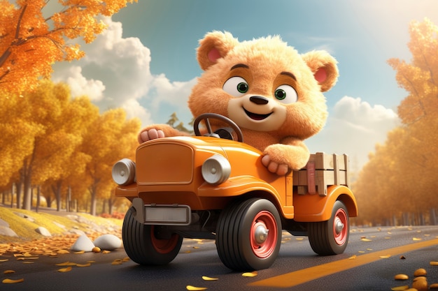 Foto gratuita illustrazione di camion di cartoni animati 3d