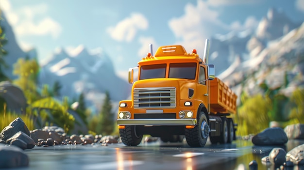 Foto gratuita illustrazione di camion di cartoni animati 3d